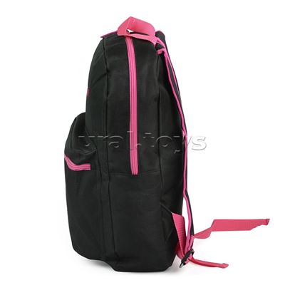 Рюкзак "Black" подростковый 40x29x17 см (14 л) 250 г, 1 отделение на молнии, 1 передний карман, черный с розовым