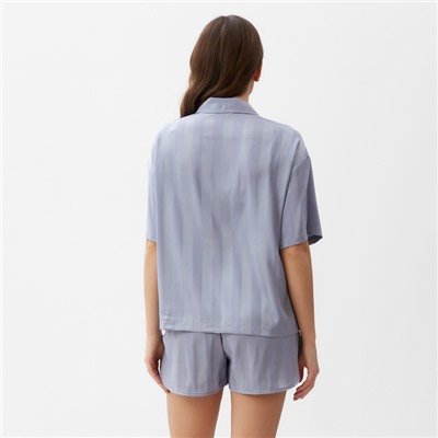 Пижама женская (рубашка, шорты) KAFTAN «Полоска», размер 40-42, голубая