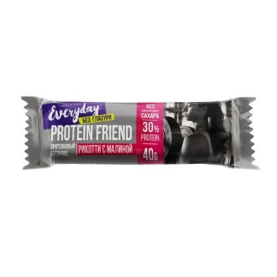 EVERYDAY PROTEIN FRIEND Батончик высокобелковый неглазирован. "Рикотти с малиной"" п/п 40г