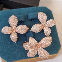 Комплект ювелирной бижутерии коллекция "Дубай" серьги и кольцо 19 р, покрытие позолота, вставка: фианиты, цвет: прозрачный, арт.314.843-19