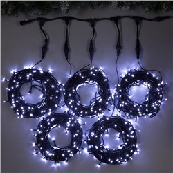 УЦЕНКА Гирлянда «Клип-лайт», 5 нитей по 20 м, 2 Вт, IP44, УМС, 665 LED, 24 Вт, тёмная нить, свечение белое