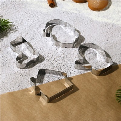 Формы для выпечки новогодние «Сладкая сказка», 4 шт. + лопатка