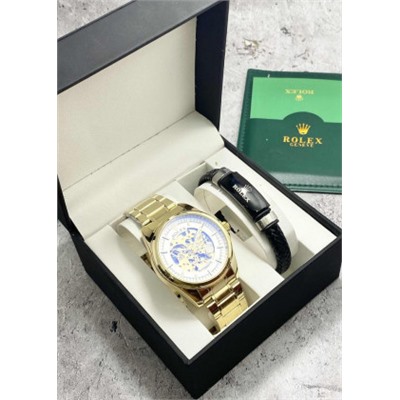 Подарочный набор для мужчины часы и браслет + коробка #22853431
