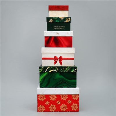 Набор подарочных коробок 6 в 1 «С Новым годом», 10×10×6 – 20×20×11 см