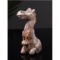 Фигурка гипс «Конь с букетом», 11 см, бежевая