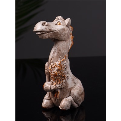 Фигурка гипс «Конь с букетом», 11 см, бежевая