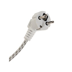 Шнур сетевой в тканевой оплетке с заземлением, 1.8 м, 2200 Вт, 3×0.75 мм²