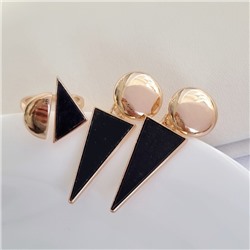 Комплект ювелирная бижутерия коллекция  "Дубай" серьги и кольцо разъемное 17-18 р, покрытие: позолота, вставка: пластик, цвет: черный, арт.313.052-17-18