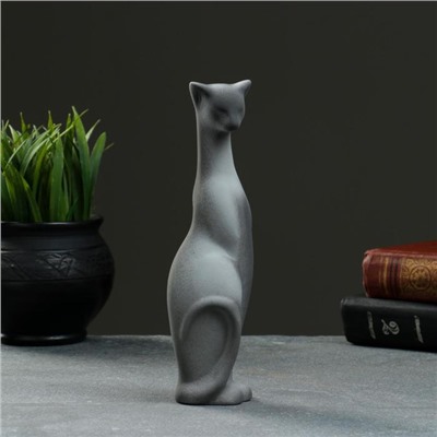 Фигурка керамика «Кошка Багира наклоненная», серо-чёрный, 4×5×20 см