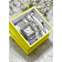 Подарочный набор для женщин часы, 2 браслета + коробка #22853237