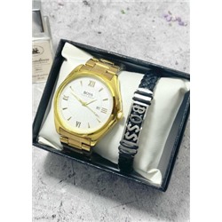 Подарочный набор для мужчины часы и браслет + коробка #22853367