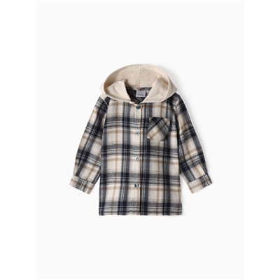 Рубашка детская фланелевая с капюшоном KAFTAN, размер 32 (110-116 см), синяя