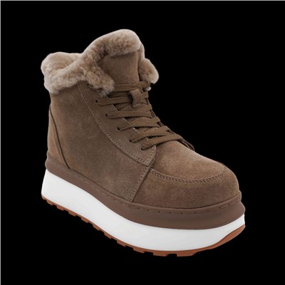 Ботинки из натуральной кожи на меху MZ0122-2 хаки