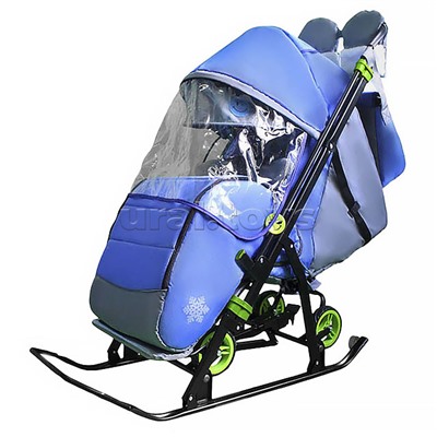 Санки-коляска Кидс 3-4 (синий) сколы царапины