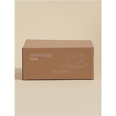 Чайная пара SL Home «Аманде», чашка 220 мл, блюдце 17×17×2 см, фарфор, белая