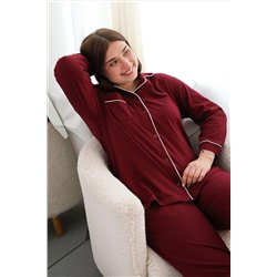 Пижама с брюками на пуговицах больших размеров Однотоннная НАТАЛИ, 1224906