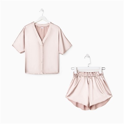 Пижама женская (рубашка, шорты) женская MINAKU: Light touch, бежевая, размер 46