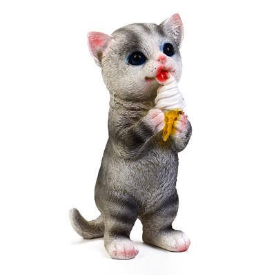 Садовая фигура из полистоуна «Котёнок с мороженым», 19×11×7 см