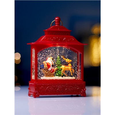 Фигура светодиодная «Упряжка» 5.5×14×19.5 см, от батареек 3хААА, музыка, USB, свечение тёплое белое