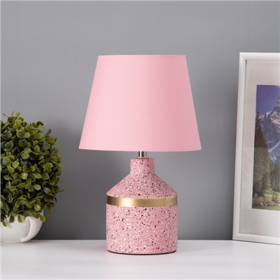 Настольная лампа с абажуром RISALUX «Лавр», 1×Е14, 40 Вт, розовый, 20×20×35 см