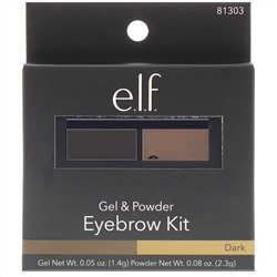 E.L.F., Набор для бровей, гель и пудра, темный, гель весом 1,4 г (0,05 унции), пудра весом 2,3 г (0,08 унции)