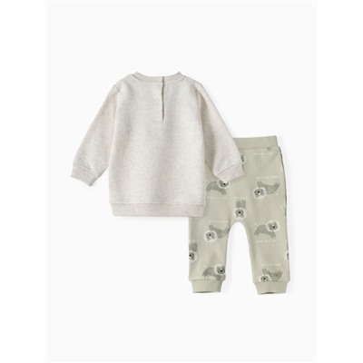 Костюм детский (свитшот, штанишки) «Крошка Я», размер 62-68 см, серый/зеленый