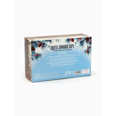 Подарочный набор новогодний «Тайны матушки зимы»: сбор трав 3 шт. × 20 г, варенье из сосновых шишек, 100 мл.