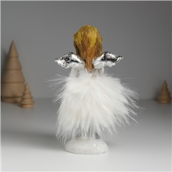 Фигурка полистоун «Ангелочек в белом платье с меховой юбкой», 8.5×8×15.5 см, МИКС