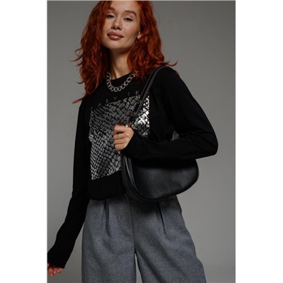 8519/1 Футболка с длинным рукавом женская (Черный_мода)