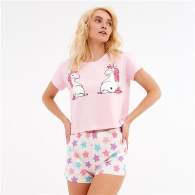 Пижама женская (футболка, шорты) KAFTAN Unicorns, размер 48-50
