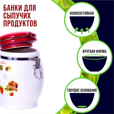 30322-Н2 Набор банок для сыпучих 2шт 700мл Земляника дол/металл LR (х18)