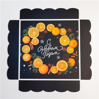 Коробка для кондитерских изделий с пластиковой крышкой «С Новым годом», 15×15×3 см