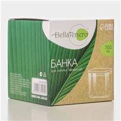 Банка для хранения сыпучих продуктов BellaTenero «Эко. Квадратная», 700 мл, 10×10.5 см, с бамбуковой крышкой, стекло