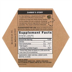 Zarbee's, 99% мёд, смягчение кашля, натуральный лимонный вкус, 14 штук
