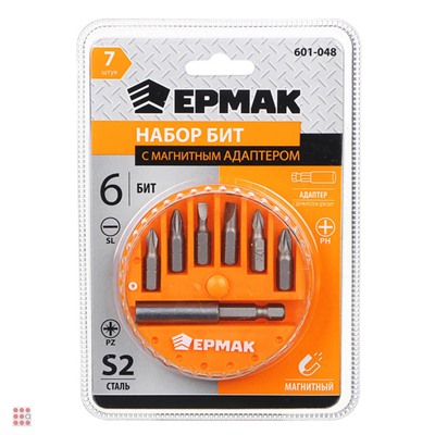 Набор бит с магнитным адаптером, 7 предметов