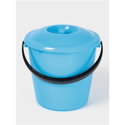 Ведро с крышкой, 10 л, d=32 см, h=26 см, пластик, МИКС