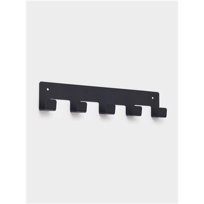 Вешалка настенная, 5 крючков, чёрная