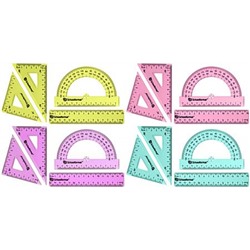 Набор геометрический 4 пр. малый (линейка 15см, 2 треуг., трансп.180°) ассорти 239663 ЛИ-ПАНМ SchoolФормат