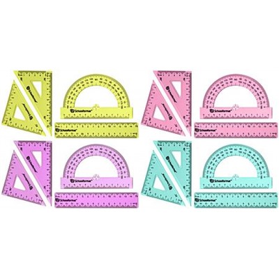 Набор геометрический 4 пр. малый (линейка 15см, 2 треуг., трансп.180°) ассорти 239663 ЛИ-ПАНМ SchoolФормат