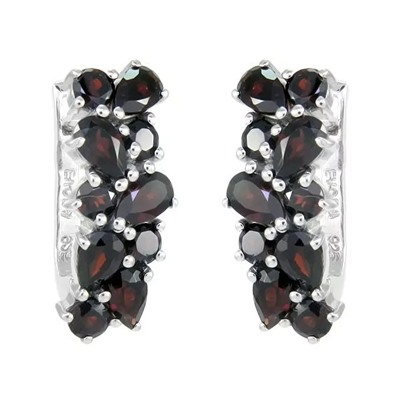 Серьги из серебра гранат, Арабеска