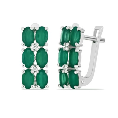 Серьги, зеленый агат, Даниэлла