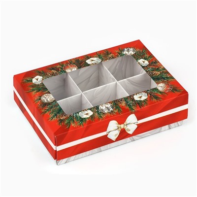 Коробка складная под 6 конфет новогодняя «Снежная сказка», 13.5×9.5×3.5 см