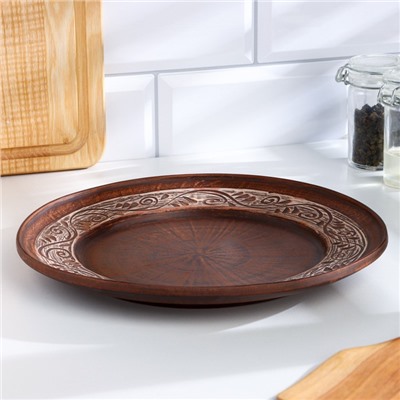 Тарелка «Ангоб‎‎», d=25 см, красная глина