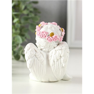 Фигурка светящаяся полистоун «Ангел - воздушный поцелуй в форме сердца», белый, 6.8×6×7.3 см