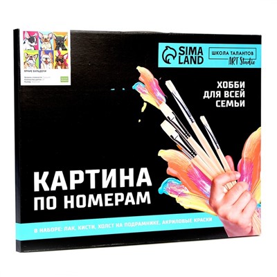Картина по номерам на холсте с подрамником «Яркие бульдоги», 40×50 см