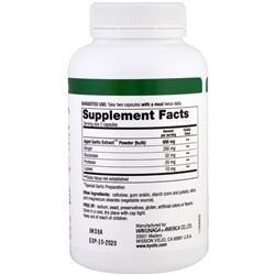 Kyolic, Aged Garlic Extract, выдержанный экстракт чеснока, для удаления дрожжевого грибка и улучшения пищеварения, формула 102, 200 вегетарианских капсул