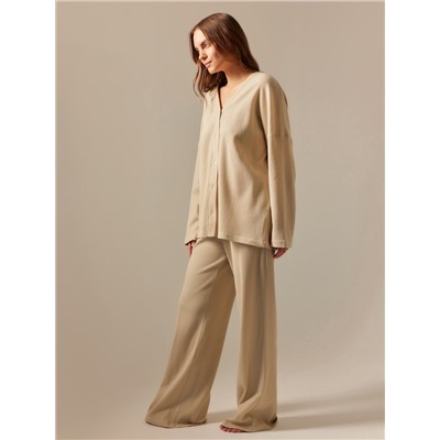 Пижама женская (рубашка, брюки) SL HOME Soft Home, размер 40-42, бежевая