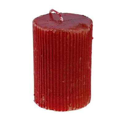 УЦЕНКА Свеча - цилиндр «Рельеф», 7×10 см, красный металлик