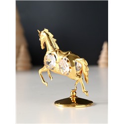 Фигурка металл «Лошадка маленькая» с 4 прозрачными хрусталиками на подставке, 6.5×4×8.5 см
