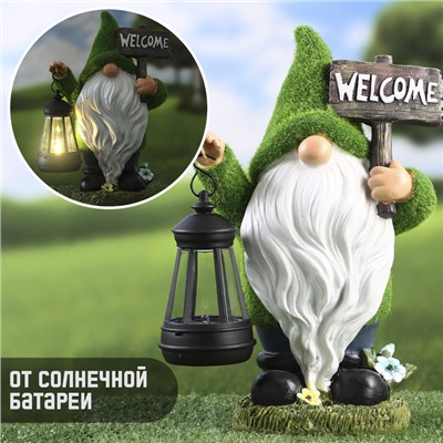 Садовая фигура - фонарь «Гном» 9×15×25 см, Greengo